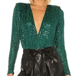 NBD Green Bodysuit with Sparkles for Holidays